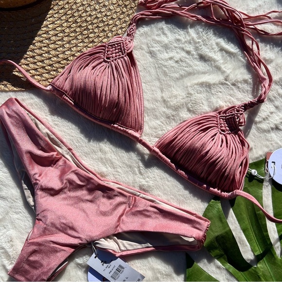 PQ Mila Top and Ruched Teeny Bikini Bottom in Pink Pearl. NWT - Picture 11 of 11